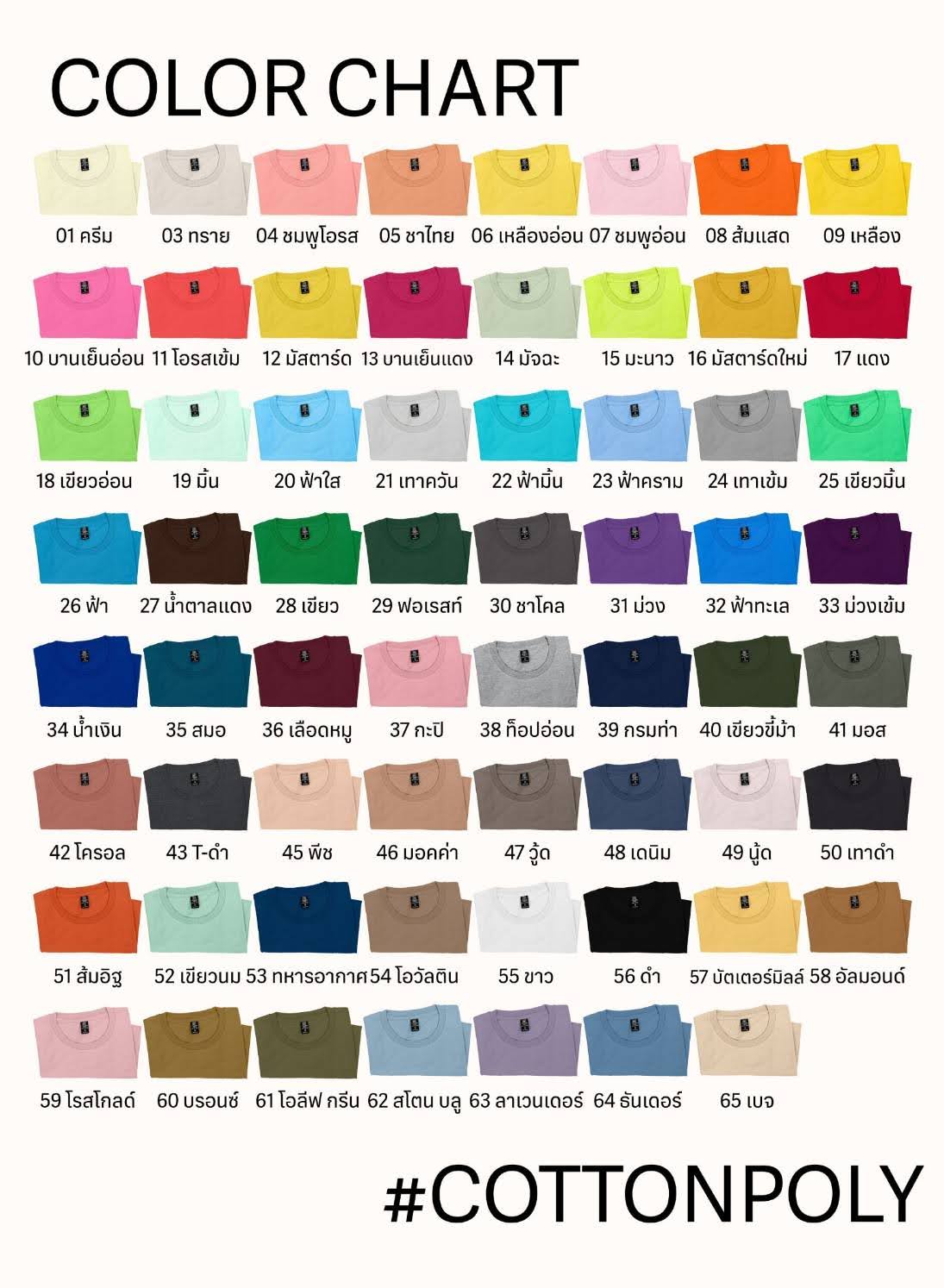 ตัวอย่างสีเสื้องานทั่วไป